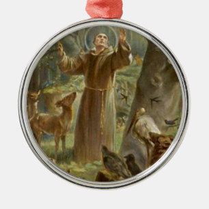 St. Francis of Assisi Surrounded by Animals Metal Tree Decoration