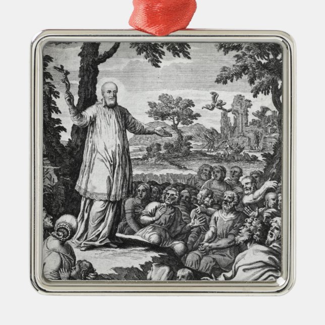 St. Francis of Sales  preaching to the Metal Tree Decoration (Front)