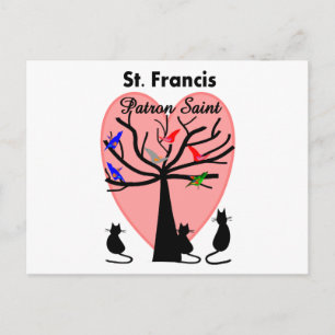 St Francis Patron Saint--Unique Tree and Animals Postcard