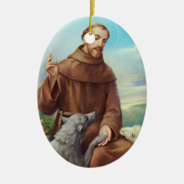 St. Francis Prayer for our Pets Ceramic Tree Decoration (Front)