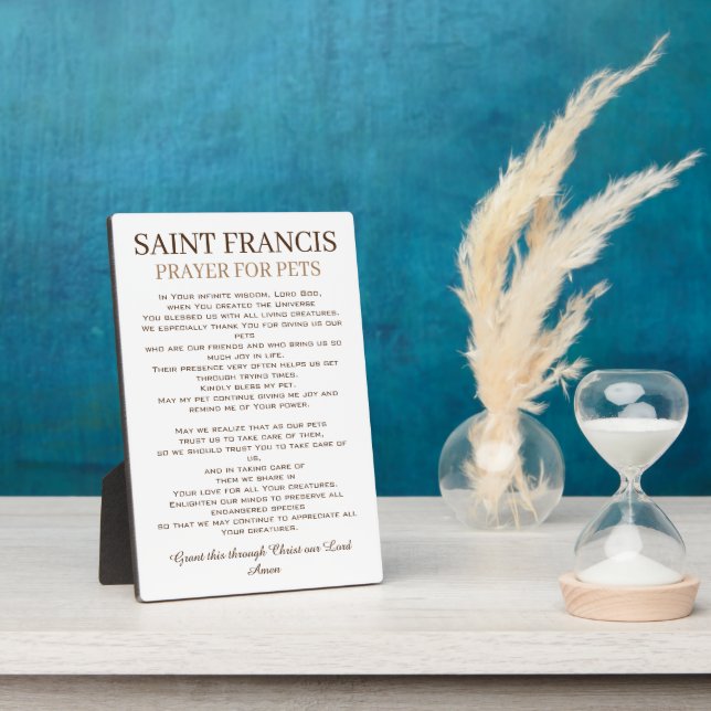 St. Francis Prayer for Pets Plaque (Side)