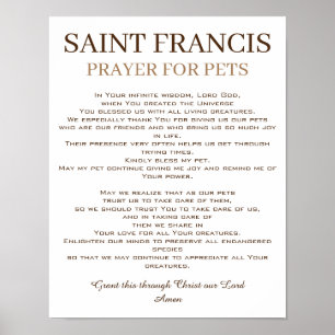 St. Francis Prayer for Pets Poster