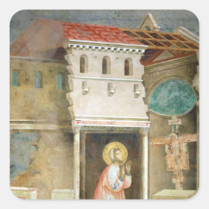 St. Francis Praying in the Church of San Square Sticker