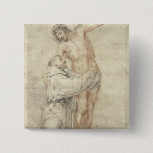 St. Francis Rejecting the World and Embracing 15 Cm Square Badge