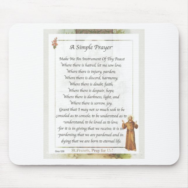 st. francis simple prayer mouse mat (Front)