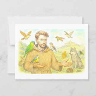 St. Francis - the sermon to the birds and animals Postcard