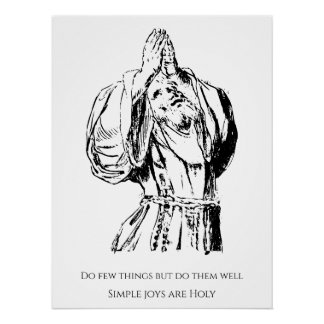 ST FRANCIS VECTOR DRAWING WITH QUOTATION POSTER