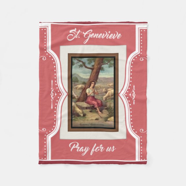 St. Genevieve Girl Saint Religious Fleece Blanket (Front)