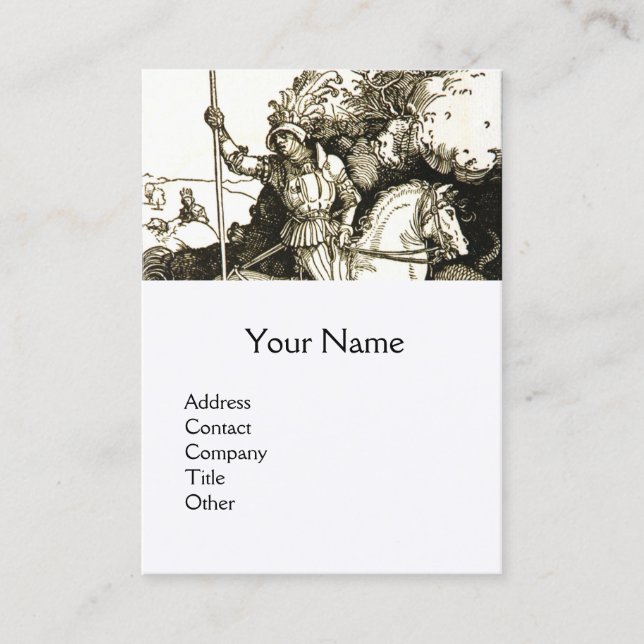 ST. GEORGE AND DRAGON , Black White Business Card (Front)