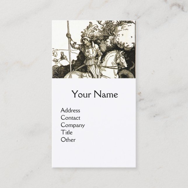 ST. GEORGE AND DRAGON , Black White Business Card (Front)
