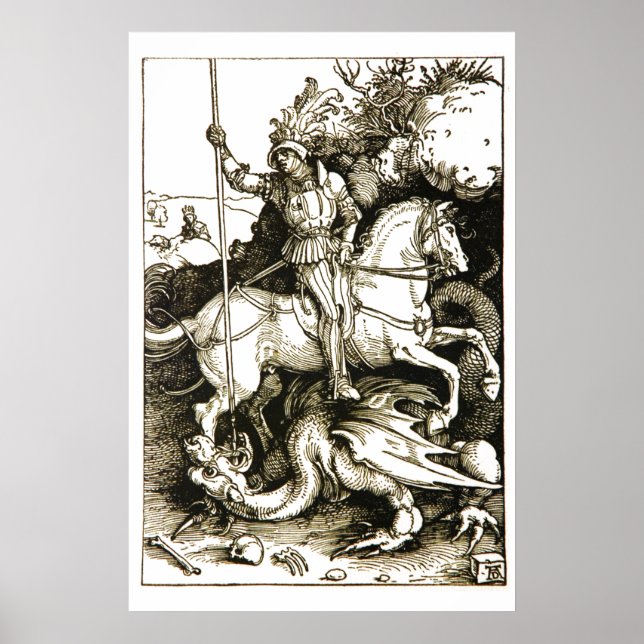 ST. GEORGE AND DRAGON , Black White Poster (Front)