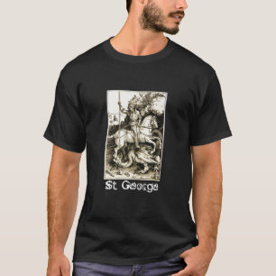 ST. GEORGE AND DRAGON , Black White T-Shirt