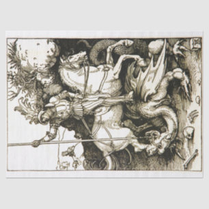 ST. GEORGE AND DRAGON , Black White Tissue Paper