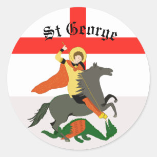 St George and the Dragon and Cross of St George  Classic Round Sticker