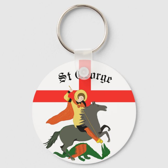 St George and the Dragon and Cross of St George Key Ring (Front)