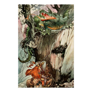 St George and the Dragon by Charles Folkard Poster