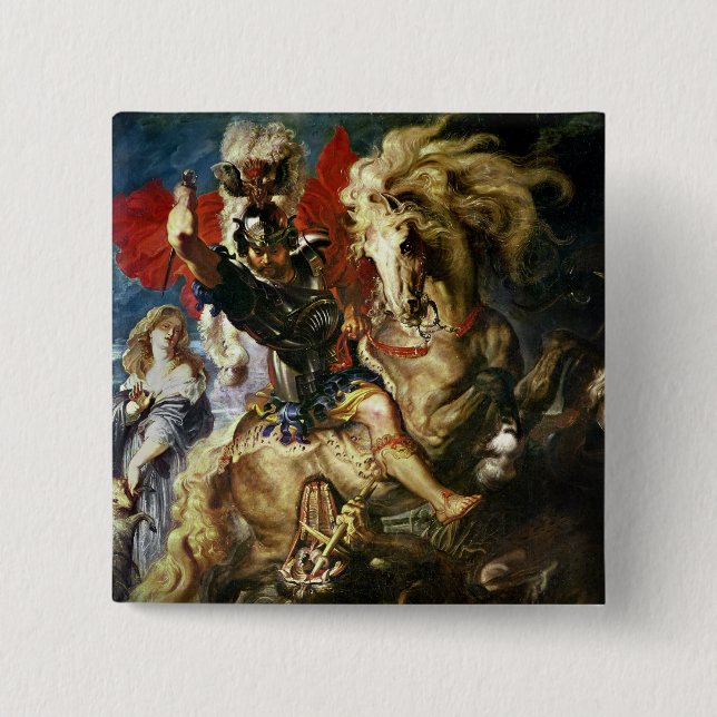 St. George and the Dragon, c.1606 15 Cm Square Badge (Front)