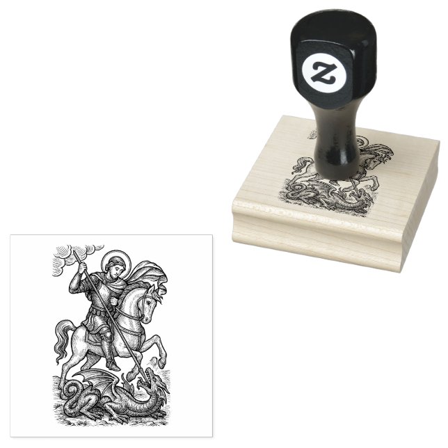St. George and the Dragon Catholic  Rubber Stamp (Stamped)