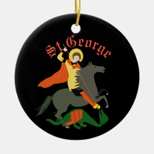 St George and the Dragon   Ceramic Tree Decoration (Front)