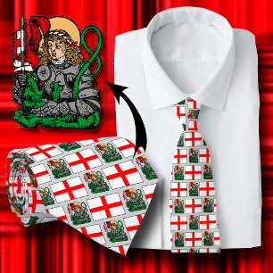 St. George and the Dragon & English Flag Pattern Tie