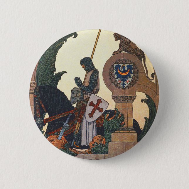 St George and the Dragon - Heinrich Lefler 6 Cm Round Badge (Front)
