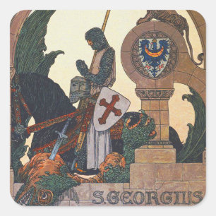 St George and the Dragon - Heinrich Lefler Square Sticker