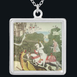 St. George and the Dragon Silver Plated Necklace<br><div class="desc">St. George and the Dragon,  after an original painting in the Chapel of the Trinity at Stratford Upon Avon,  Warwickshire,  1804 | by Thomas Fisher Hoxton | Art Location: Private Collection | British Artist | Image Collection Number: XZL137076</div>