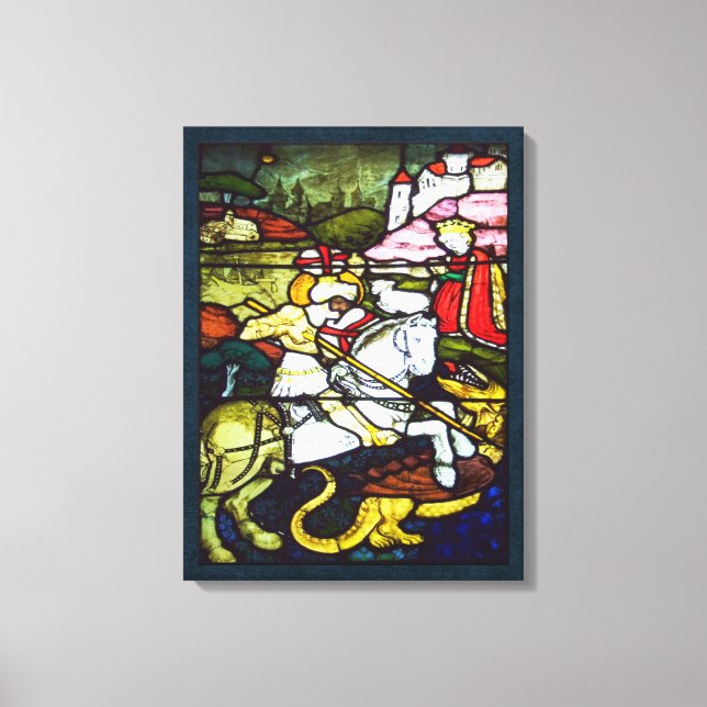 St. George and the Dragon Stained Glass Double Canvas Print (Front)