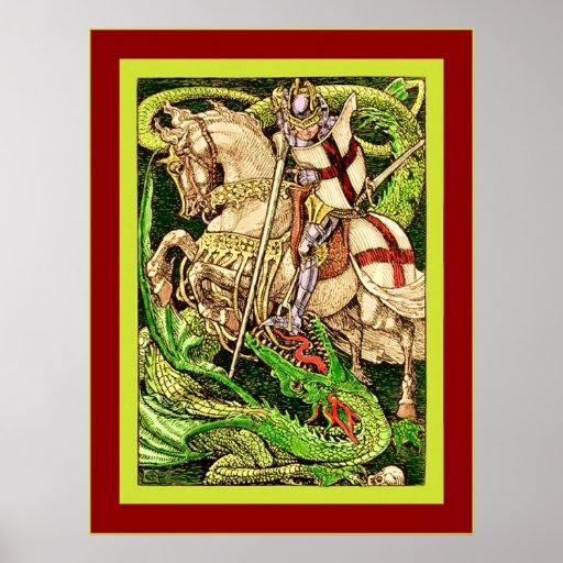 St. George and the Dragon ~ Vintage Art Nouveau Poster ...