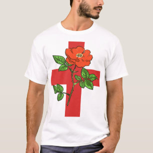 St George Cross Stylised and Red Rose T-Shirt