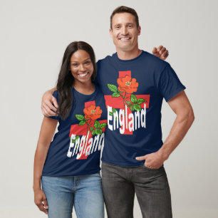 St George Cross With Tudor Rose and England Text T-Shirt
