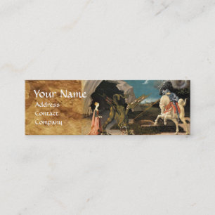 ST. GEORGE,DRAGON AND PRINCESS PARCHMENT MONOGRAM MINI BUSINESS CARD