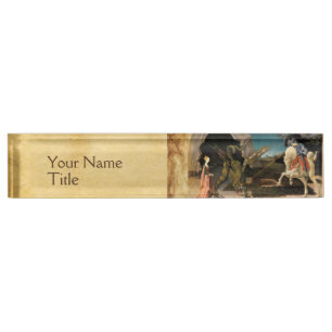 ST. GEORGE,DRAGON AND PRINCESS PARCHMENT NAMEPLATE