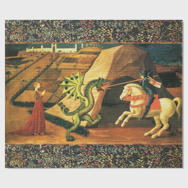 ST. GEORGE, DRAGON AND PRINCESS WRAPPING PAPER (Flat)