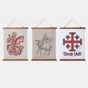 St George Dragon Jerusalem Cross Heritage Tattoo Hanging Tapestry