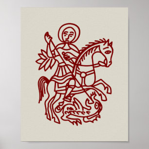 St George Dragon Jerusalem Cross Heritage Tattoo Poster