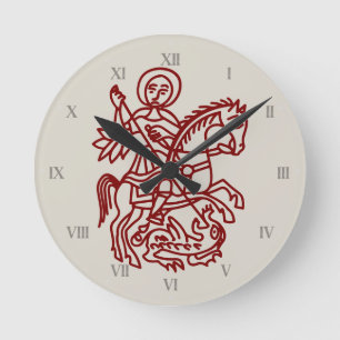 St George Dragon Jerusalem Cross Heritage Tattoo Round Clock