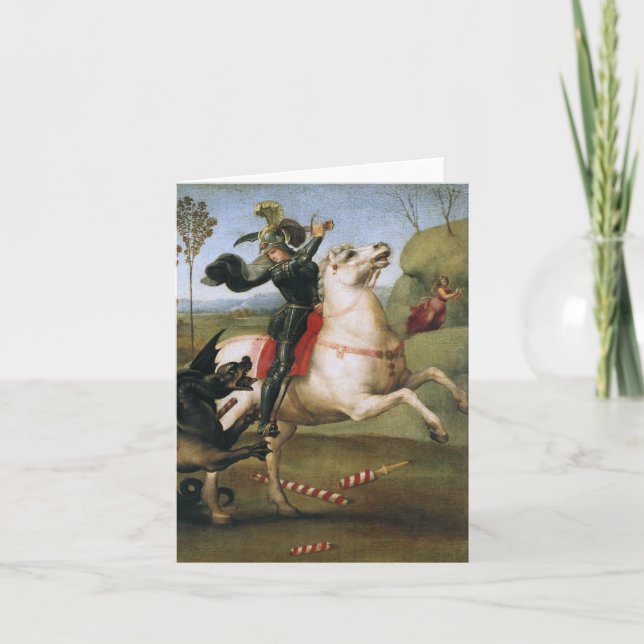 St. George Fighting Dragon Raphael Fine Art Card (Front)