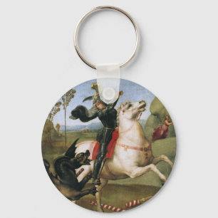 St. George Fighting Dragon Raphael Fine Art Key Ring