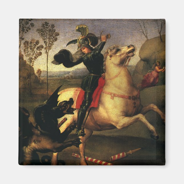 St. George Fighting the Dragon by Raphael Sanzio Magnet (Front)