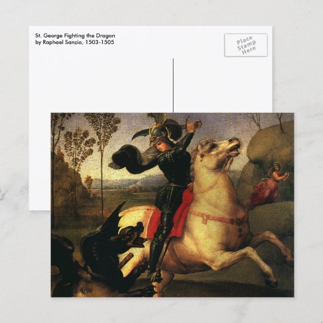 St. George Fighting the Dragon by Raphael Sanzio Postcard (Front/Back)
