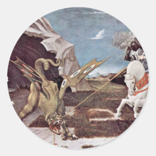 St. George Fighting The Dragon By Uccello Paolo Classic Round Sticker