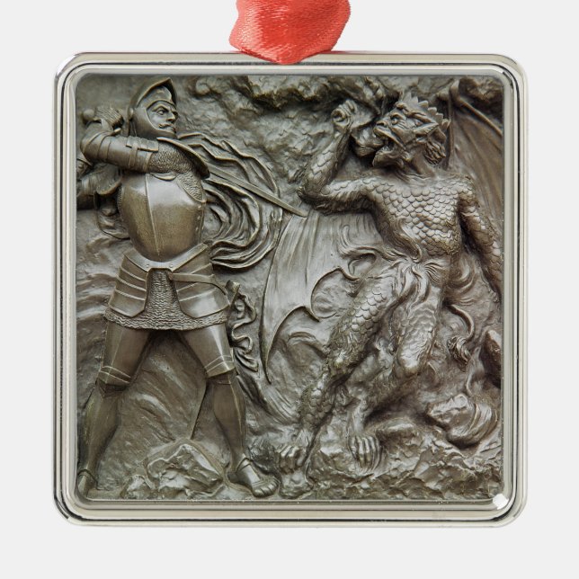 St. George Fighting the Dragon Metal Tree Decoration (Front)