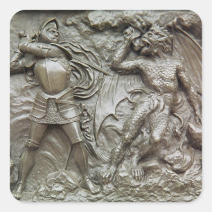 St. George Fighting the Dragon Square Sticker