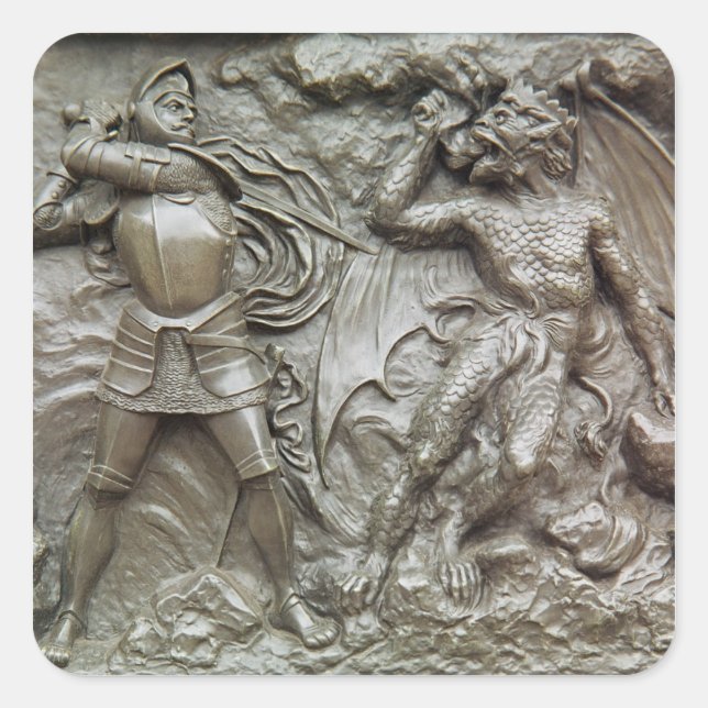St. George Fighting the Dragon Square Sticker (Front)