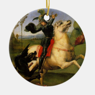 St. George Fights the Dragon Fine Art Ceramic Tree Decoration