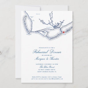St. George Island FL Map Elegant Rehearsal Dinner Invitation