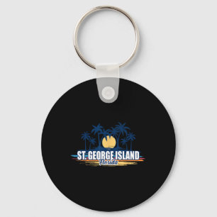 St George Island Florida Retro Surfing Board Key Ring