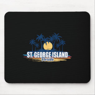 St George Island Florida Retro Surfing Board Mouse Mat