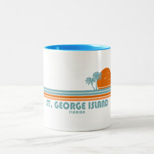 St. George Island Florida Sun Palm Trees Two-Tone Coffee Mug